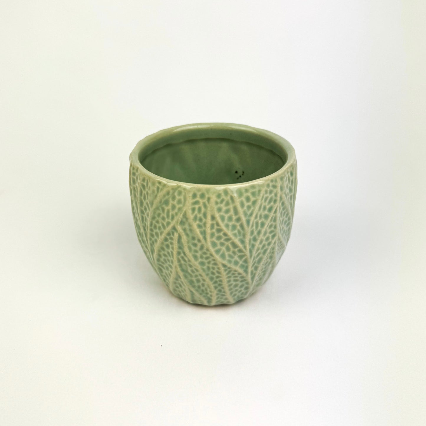 Green Leaf Ceramic 7cm Pot