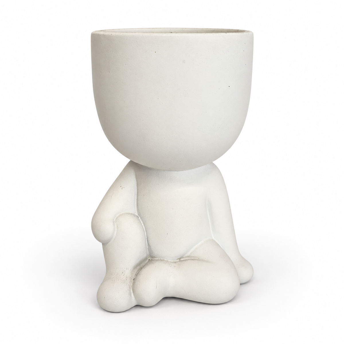 Cream people plant pot — Seated — Knee Up