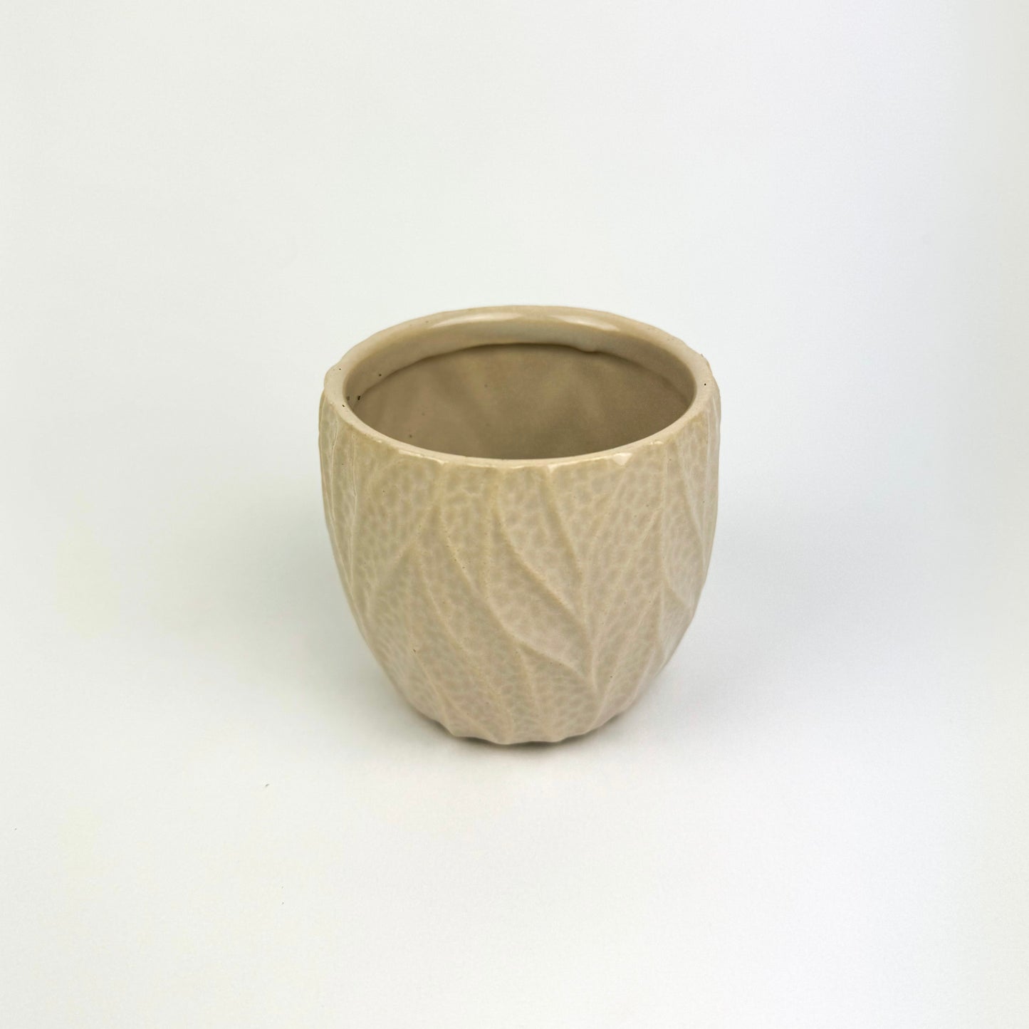 Cream Leaf Ceramic 7cm Pot