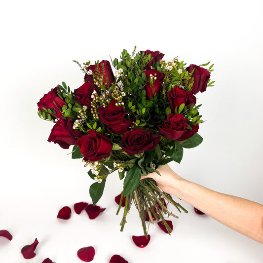 Valentines 12 Red Rose Bouquet