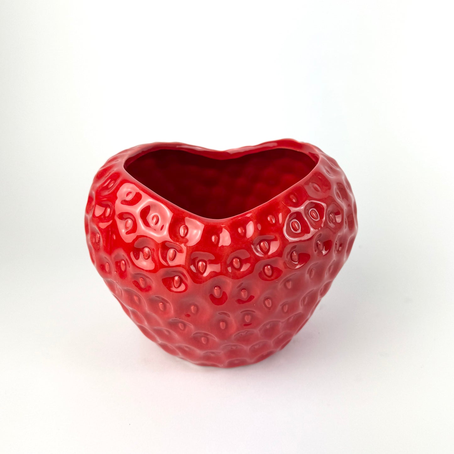 Ceramic Strawberry Heart Pot 13cm