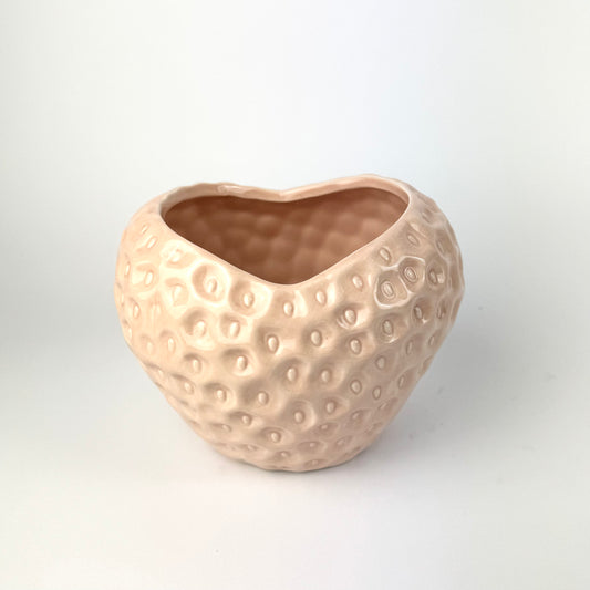 Ceramic Strawberry Heart Pot 13cm