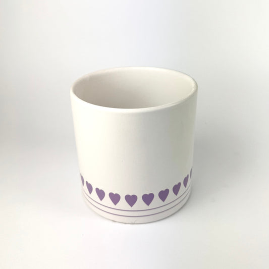 Ceramic White Heart 13cm Plant Pot