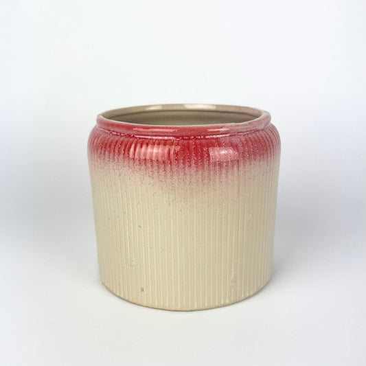 Ribbed Straight Red 14cm Premium Ceramic Pot