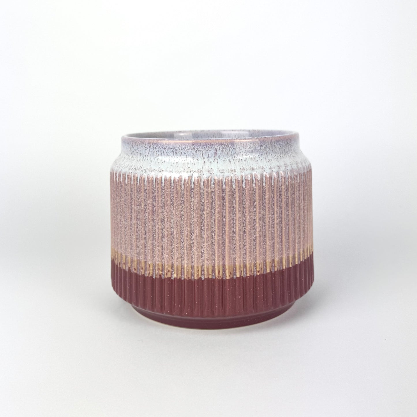 Ribbed Pink 14cm Premium Ceramic Pot