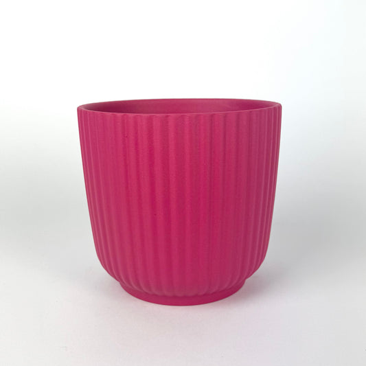 Fushia Ribbed Simplistic 14cm Premium Ceramic Pot