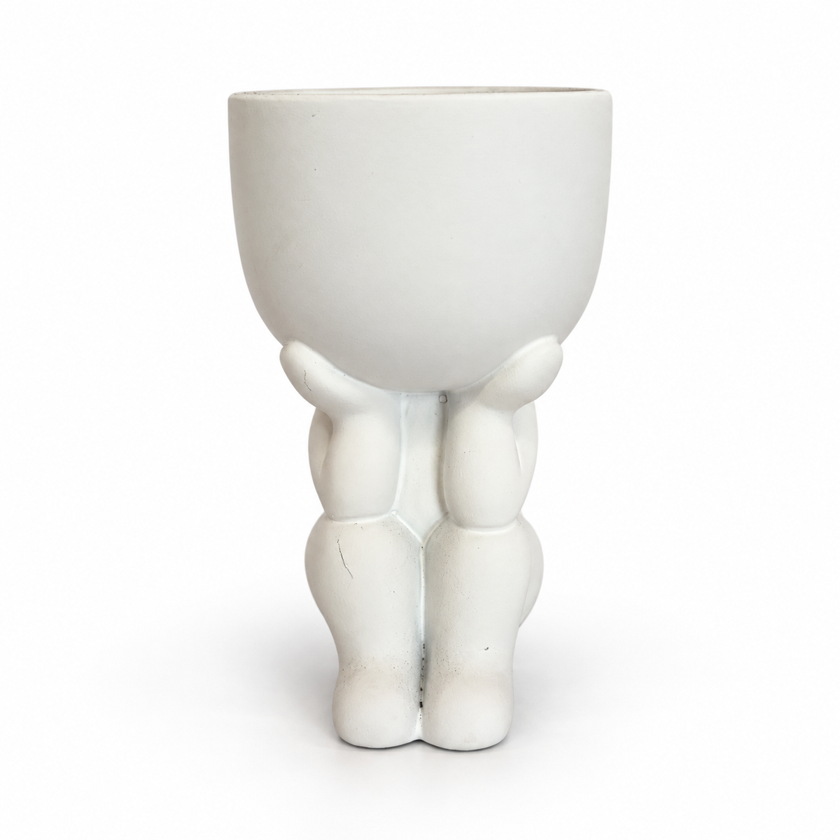 Cream people plant pot — Hands Under Chin