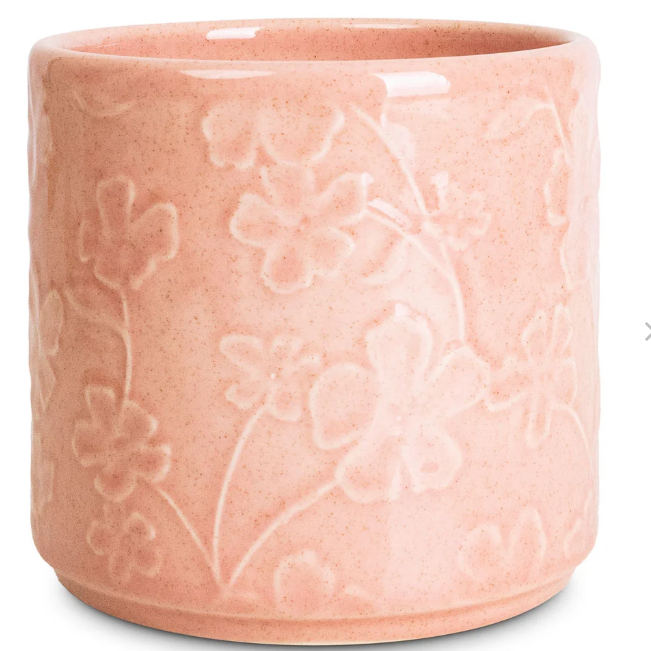 Betsy Embossed Floral Pink Ceramic Plant Pot