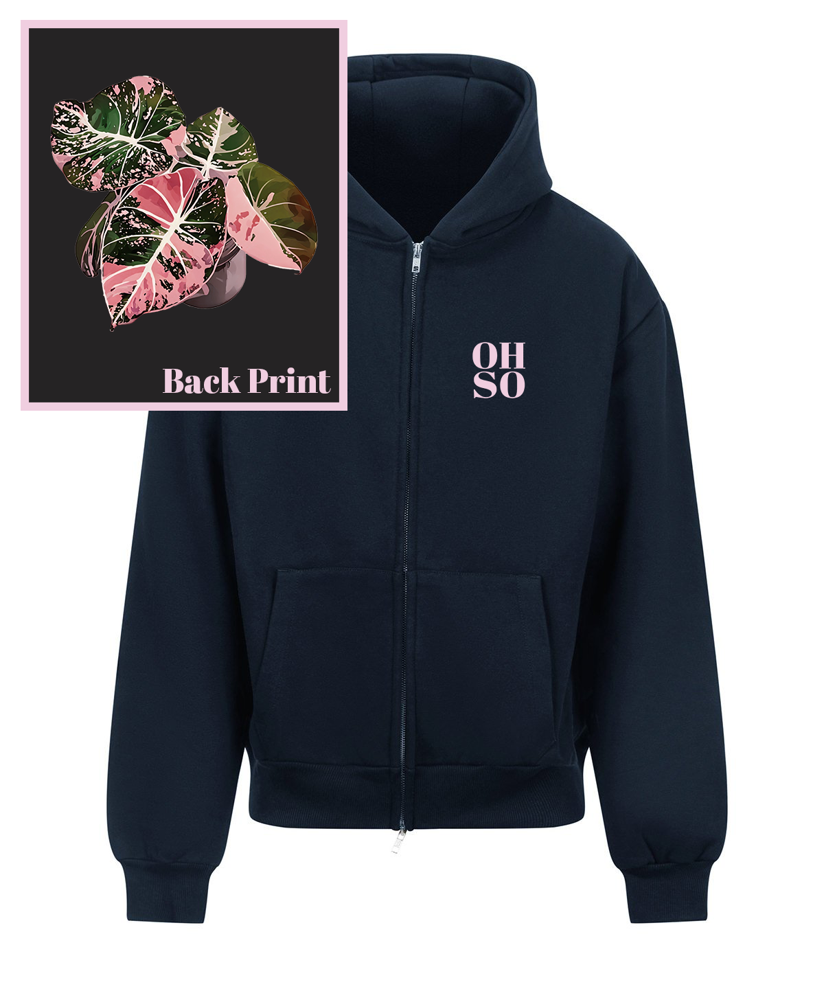 Black Velvet Pink OH SO Icon Zip Hoodie