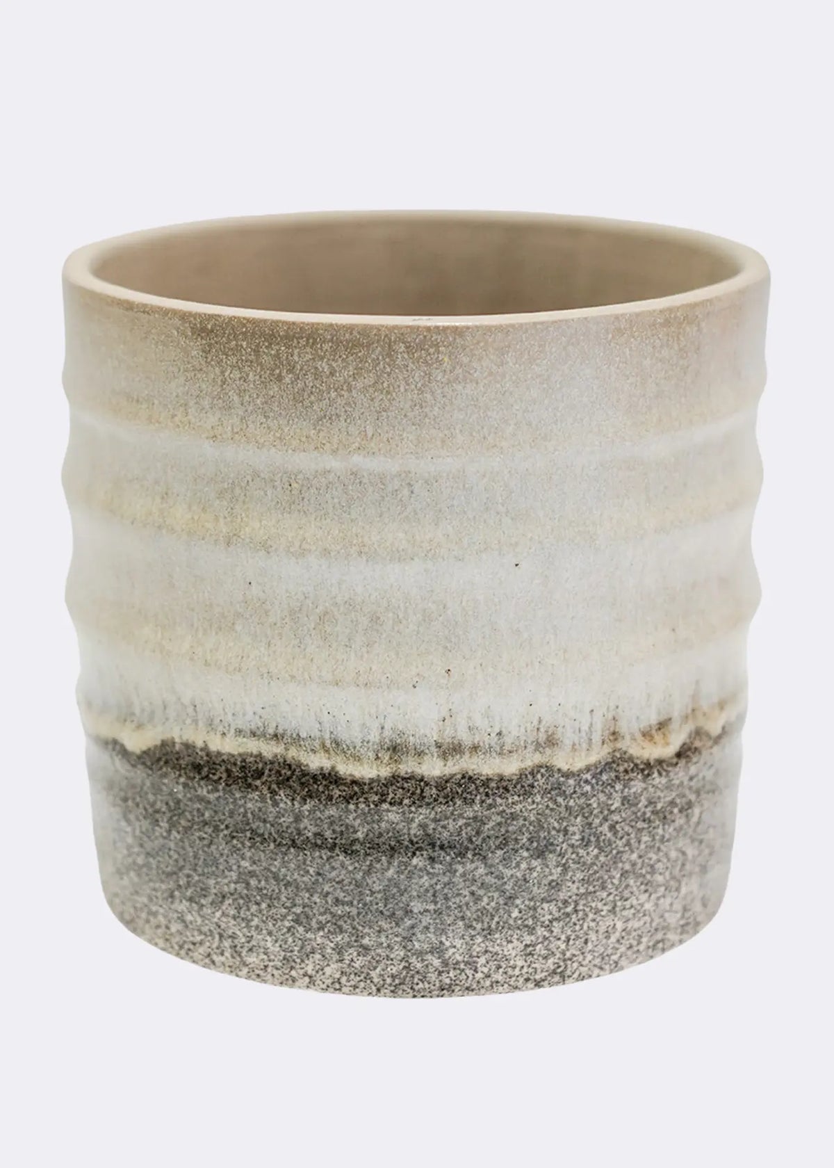 Gia Rippled Two Tone Sand Granite Ceramic Plant Pot
