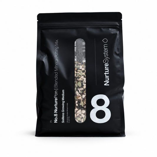NurtureSystem No.8 NurturePON 2L mineral growing medium in black bag on white background