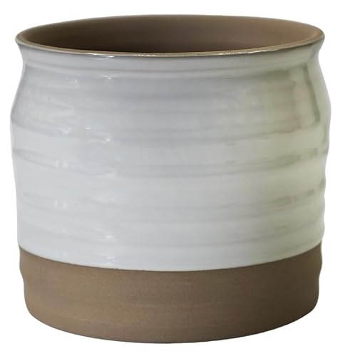 Puro Lipped Gloss White Ripple Ceramic Plant Pot